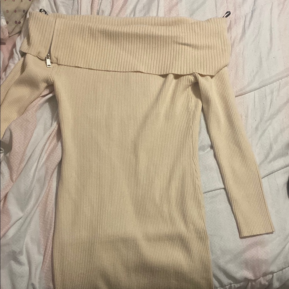 Off-Shoulder Cream Sweater